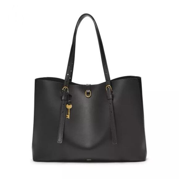 Fossil Black Kier Cactus Leather Tote - Picture 1 of 4
